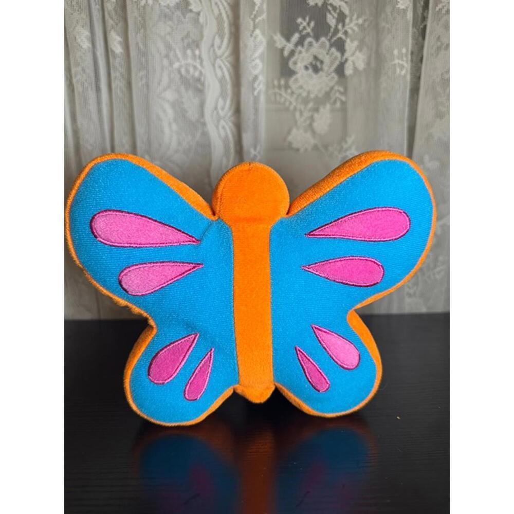 Vintage KRU Room Butterfly Plush Pillow – Blue, Orange & Pink